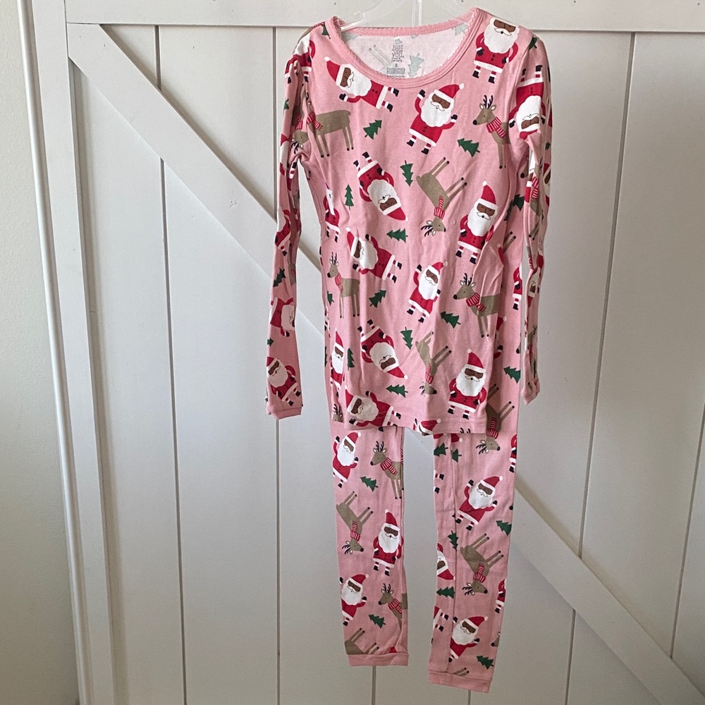 Carter's Pink Santa and Reindeer Pajama Set